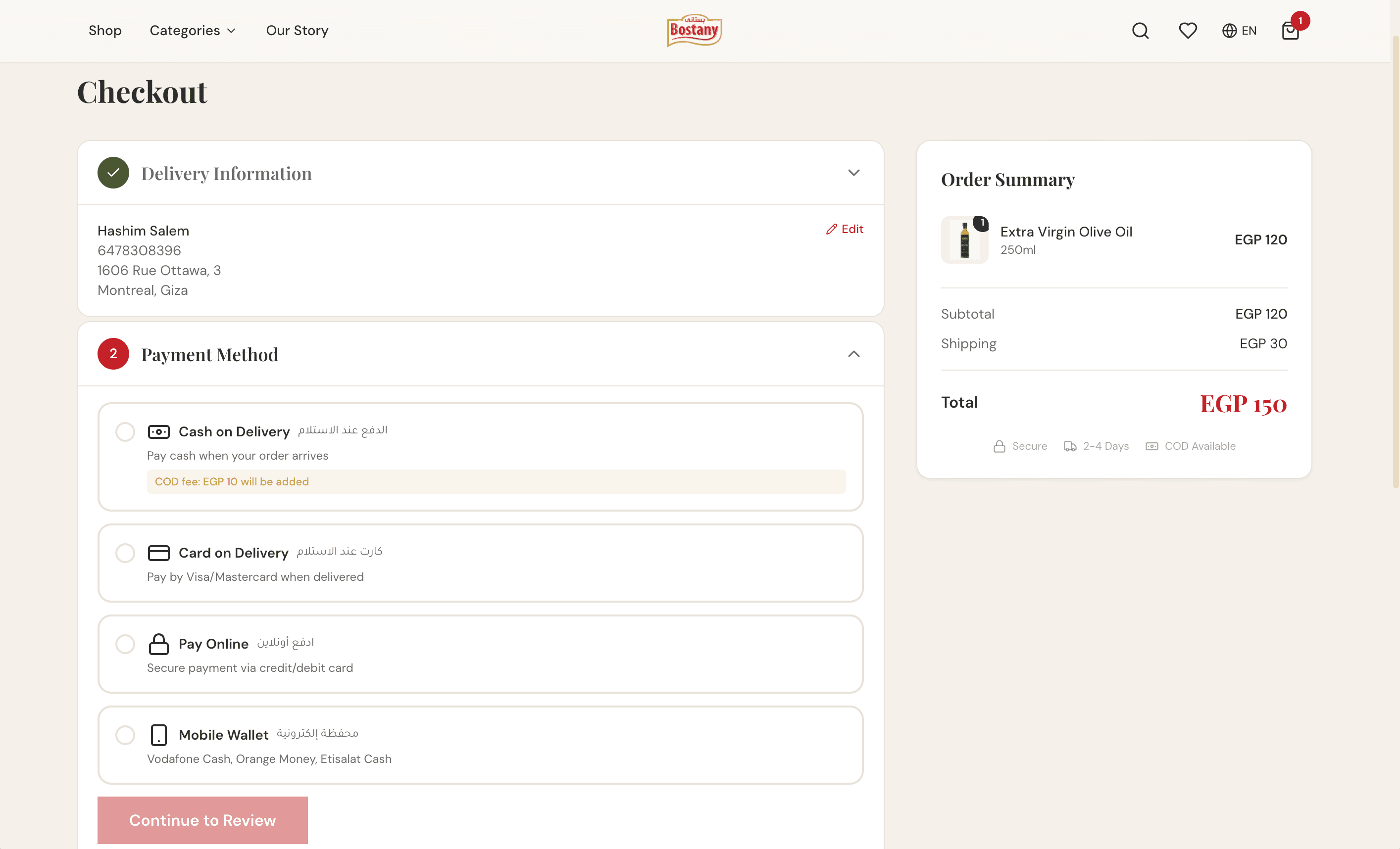 Checkout: cash on delivery leading, its fee stated up front, wallets and card-on-delivery alongside
